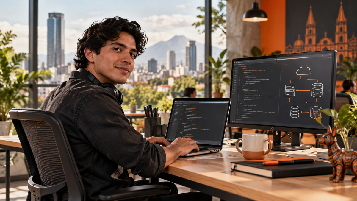 Profesional en México desarrollando una aplicación backend con Java y arquitectura de servicios