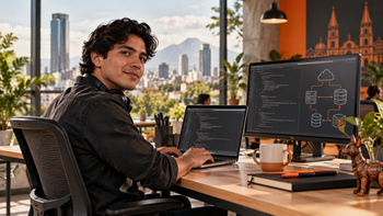 Profesional en México desarrollando una aplicación backend con Java y arquitectura de servicios